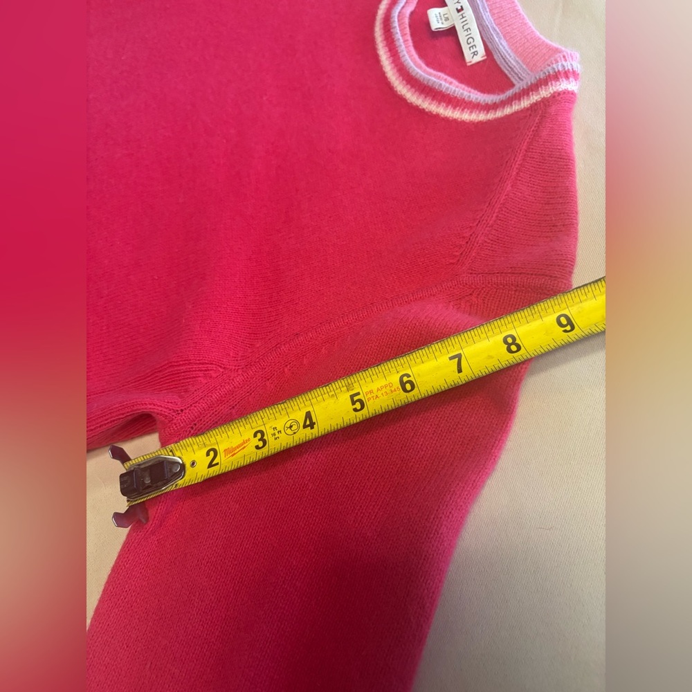 Tommy Hilfiger Womens Sweater Lambswool Angora Blend Sz L Pink Preppy Collegial - Picture 9 of 16